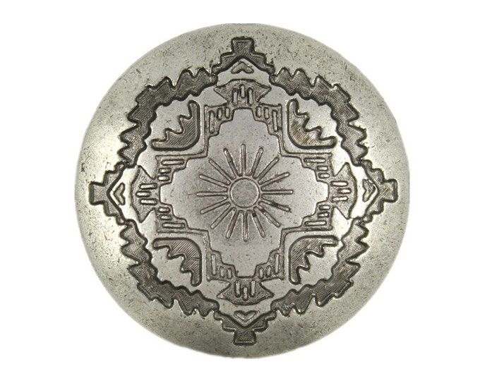 Flower Metal Buttons - Sun and Mountain Towns Nickel Silver Metal Shank Buttons - 25mm - 1 inch - 6 pcs