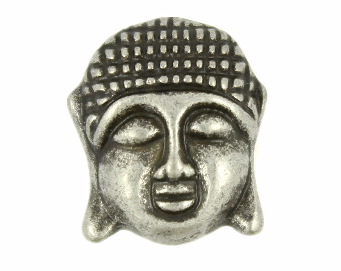 Zen Metal Buttons - Buddha Head Antique Silver Metal Shank Buttons - 16mm - 5/8 inch - 3 pcs