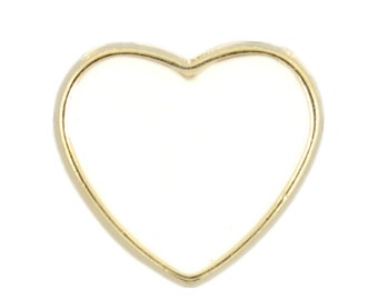 Metal Buttons - Gold Heart with Cream White Enamel Metal Shank Buttons - 14mm - 9/16 inch - 6 pcs