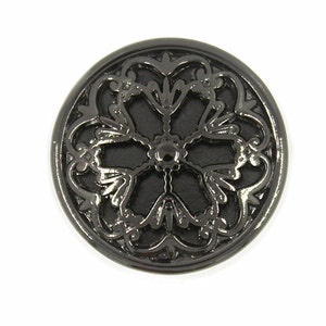 Metallknöpfe - Blume filigrane Metall Schaft Knöpfe in Gunmetal Farbe - 15mm - 5/8 Zoll - 6 Stück