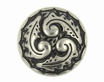 Metal Buttons - Ferns Swirl Retro Silver Metal Shank Buttons - 18mm - 11/16 inch - 6 pcs