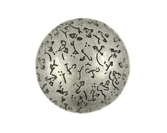 Botones - hierba campo abovedadas del antiguo Plata Metal caña - del metal 22mm - 7/8 pulgada - 4 piezas