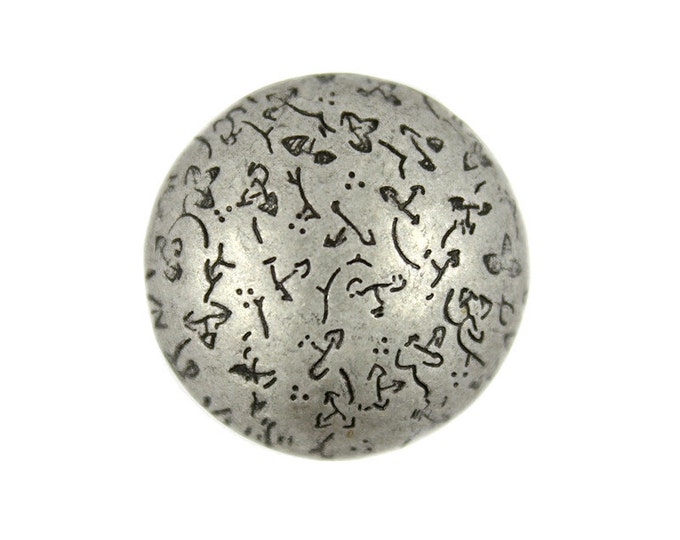 Metal Buttons - Grass Field Domed Antique Silver Metal Shank Buttons - 22mm - 7/8 inch - 4 pcs