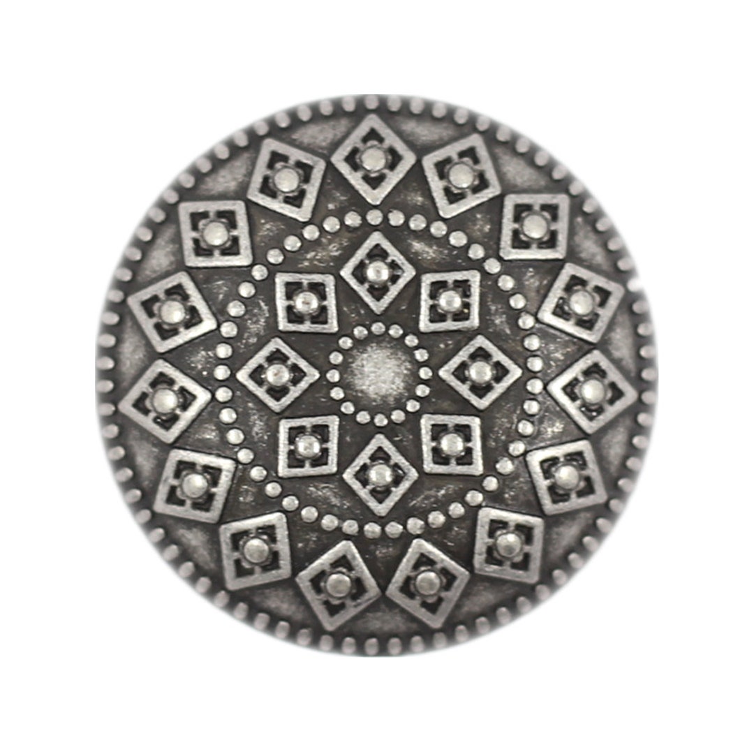 Rhombus Mandala Antique Silver Metal Shank Buttons - 20mm - 3/4 Inch ...