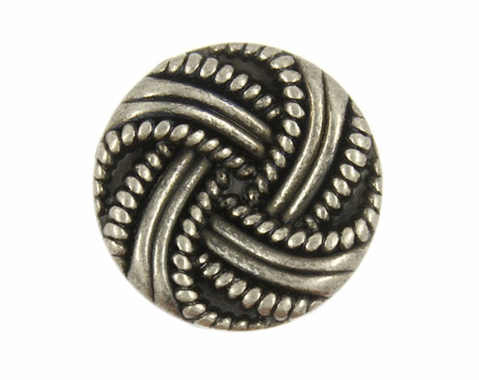 Metal Buttons – Swirl Ribbon Knot Metal Shank Buttons in Gray Silver Color - 23mm - 7/8 inch - 2 pcs