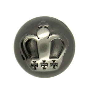 Metall Knöpfe - Shiny Gunmetal geprägte Krone Metall Schaft gewölbt Buttons - 17mm - 11/16 Zoll - 6 Stück