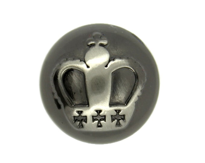 Metal Buttons - Shiny Gunmetal Embossed Crown Metal Shank Domed Buttons - 17mm - 11/16 inch - 6 pcs