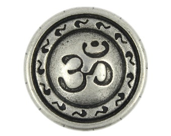 OM Antique Silver Metal Buttons - 21mm - 13/16 inch - 6 pcs