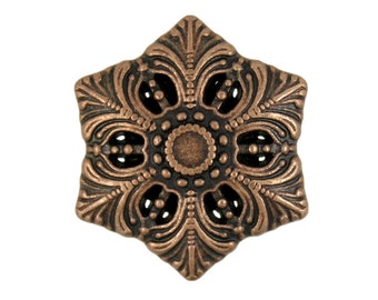 Metal Buttons - Maroon Copper Snowflake Metal Shank Buttons - 20mm - 3/4 inch - 6 pcs