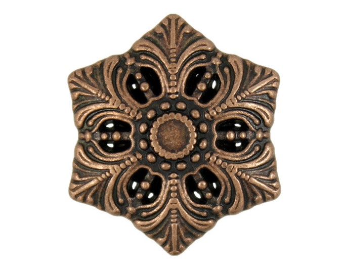 Metal Buttons - Maroon Copper Snowflake Metal Shank Buttons - 20mm - 3/4 inch - 6 pcs