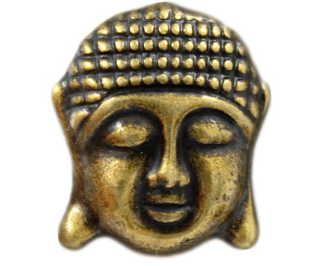 Zen Metal Buttons - Buddha Head Antique Brass Metal Shank Buttons - 16mm - 5/8 inch - 3 pcs