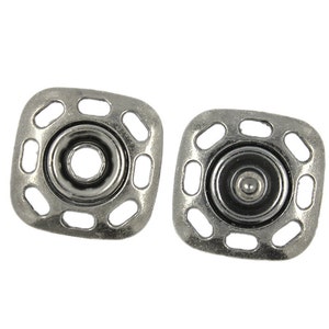 Round Square Metal Snap Buttons , Gray Silver Color - 20mm - 3/4 inch - 5 sets