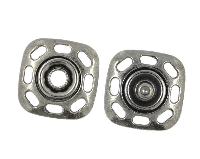 Round Square Metal Snap Buttons , Gray Silver Color - 20mm - 3/4 inch - 5 sets