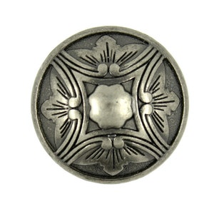 Metal Buttons - Damascus Embossed Flower Gray Silver Metal Shank Buttons - 25mm - 1 inch - 6 pcs