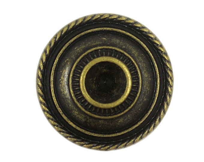 Metal Buttons - Roped Cone Retro Brass Metal Shank Buttons - 25mm - 1 inch - 4 pcs