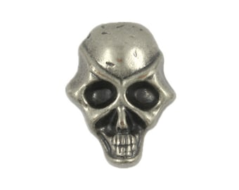 Metal Buttons - Funky Skull Gray Silver Metal Shank Buttons - 22mm - 7/8 inch - 6 pcs