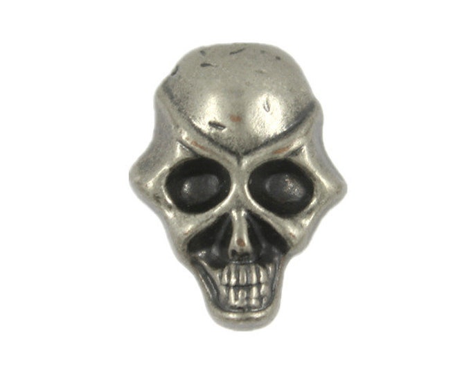 Metal Buttons - Funky Skull Gray Silver Metal Shank Buttons - 22mm - 7/8 inch - 6 pcs