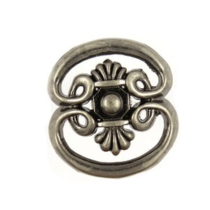 Metal Buttons - Scrollwork and Pappus Gray Silver Metal Shank Buttons - 23mm - 7/8 inch - 6 pcs