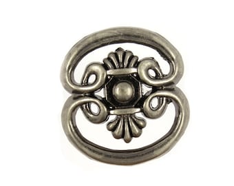Metal Buttons - Scrollwork and Pappus Gray Silver Metal Shank Buttons - 23mm - 7/8 inch - 6 pcs