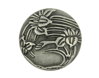 Metal Buttons - Begonia flowers Retro Silver Metal Shank Buttons - 25mm - 1 inch - 4 pcs