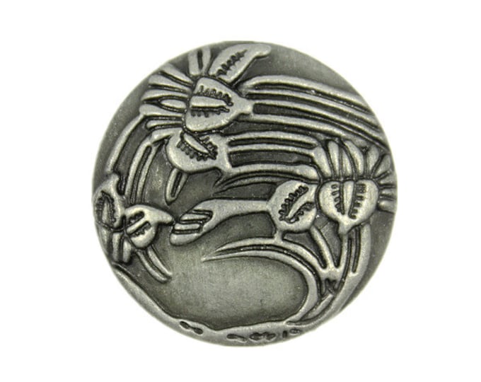 Metal Buttons - Begonia flowers Retro Silver Metal Shank Buttons - 25mm - 1 inch - 4 pcs