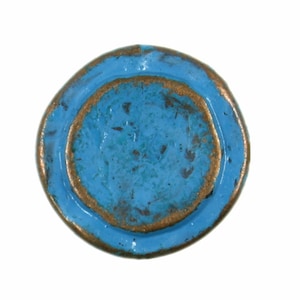 Metal Buttons - Rustic Copper Circles Metal Shank Buttons in Blue Color - 14mm - 9/16 inch - 6 pcs