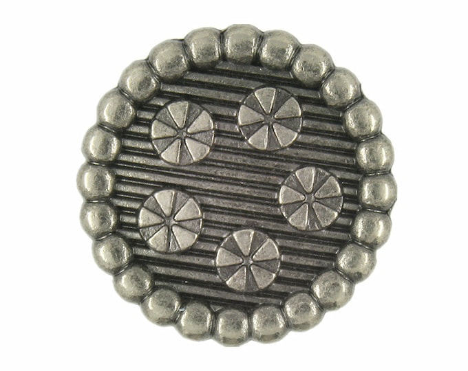 Metal Buttons - Beads Flower Gray Silver Metal Shank Buttons - 20mm - 3/4 inch - 6 pcs