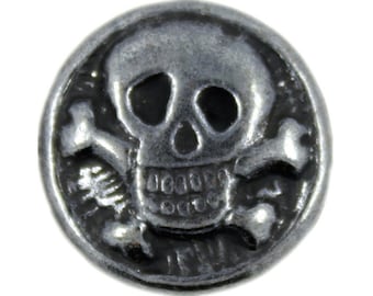 Metal Buttons - Funky Skull Gunmetal Metal Shank Buttons - 23mm - 7/8 inch - 6 pcs