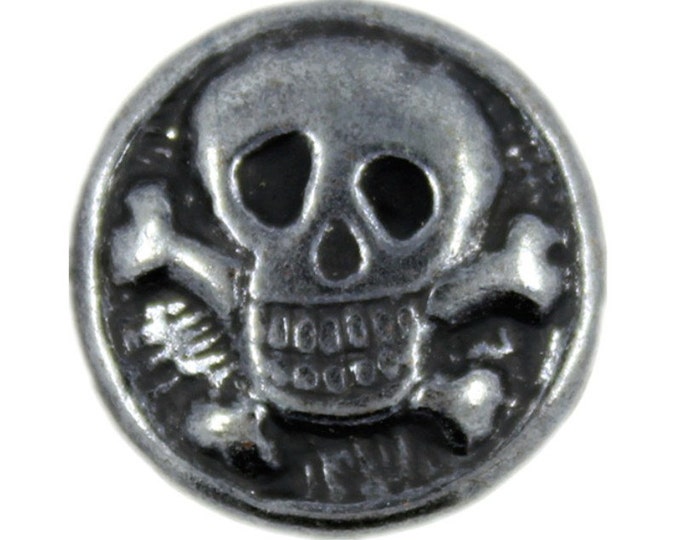 Metal Buttons - Funky Skull Gunmetal Metal Shank Buttons - 23mm - 7/8 inch - 6 pcs