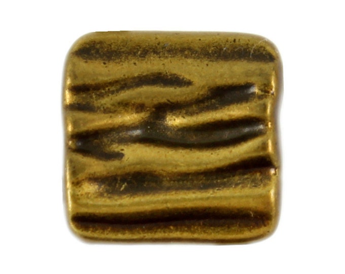Metal Buttons - Wrinkle Surface Antique Gold Square Metal Shank Buttons - 11mm - 7/16 inch - 6 pcs
