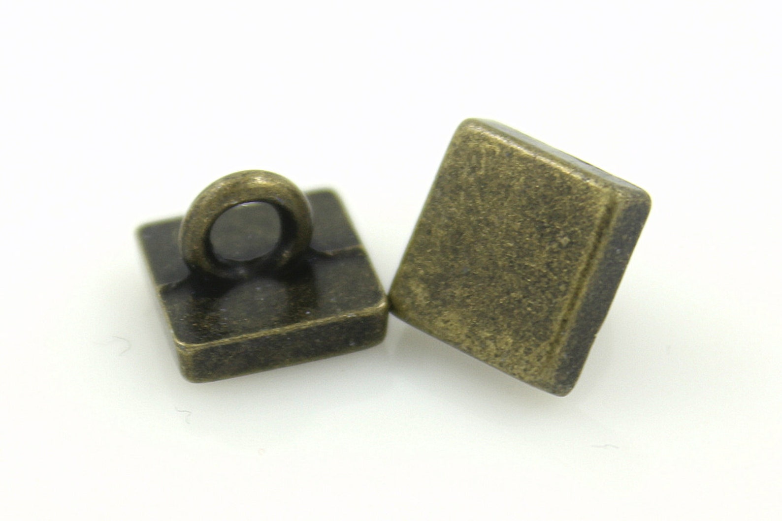 Metal Buttons - Square Antique Brass Metal Shank Buttons - 9mm - 5/16 ...