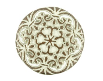 Metal Buttons - Copper White Patina Snowflake Metal Shank Buttons - 15mm - 5/8 inch - 6 pcs
