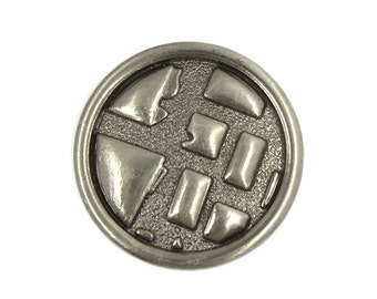 Metal Buttons - Shiny Gunmetal Brick Wall Design Metal Shank Buttons - 19mm - 3/4 inch - 6 pcs