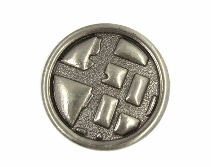 Metal Buttons - Shiny Gunmetal Brick Wall Design Metal Shank Buttons - 19mm - 3/4 inch - 6 pcs