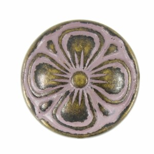 Metallknappar - Mässingsklöverknappar med metallskaft i retrolila färg - 15 mm - 5/8 tum - 6 st