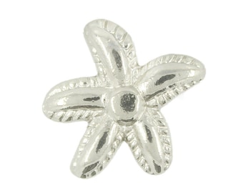 Metal Buttons - Alpine Flowers Shiny Silver Metal Shank Buttons - 17mm - 11/16 inch - 6 pcs