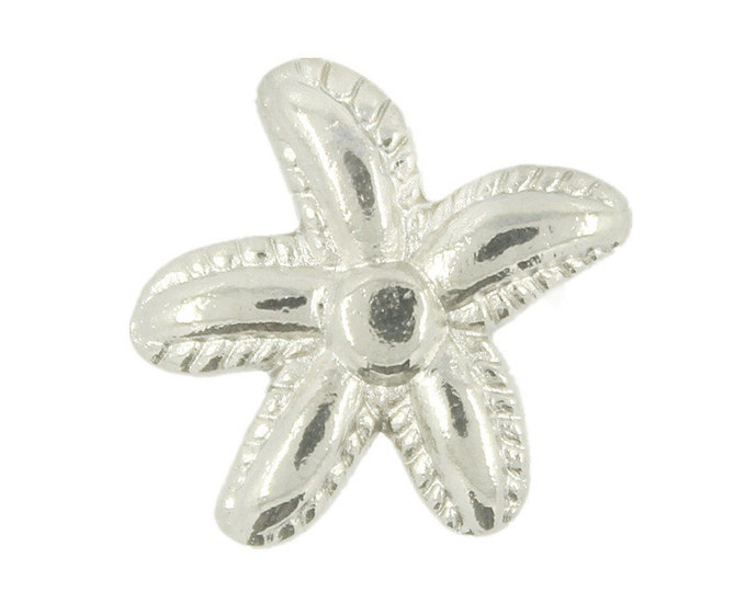 Metal Buttons - Alpine Flowers Shiny Silver Metal Shank Buttons - 17mm - 11/16 inch - 6 pcs