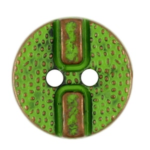 Metal Buttons - Green Copper Locking Device Design Holes Buttons - 12mm - 1/2 inch - 6 pcs