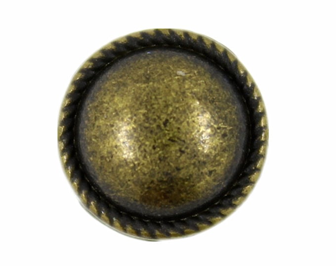 Metal Buttons - Antique Brass Domed Metal Shank Buttons - 10mm - 3/8 inch - 6 pcs