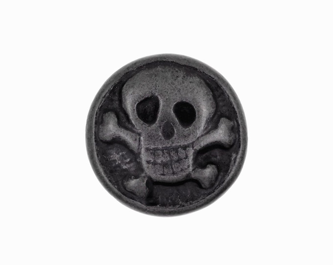 Metal Buttons - Funky Skull Gunmetal Metal Shank Buttons - 23mm - 7/8 inch - 6 pcs