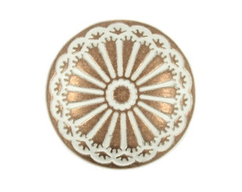 Metal Buttons - Copper White Flower Carving Metal Shank Buttons - 20mm - 3/4 inch - 6 pcs