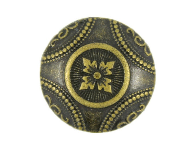 Metal Buttons - Carpet Pattern Antique Brass Metal Shank Buttons - 20mm - 3/4 inch - 6 pcs