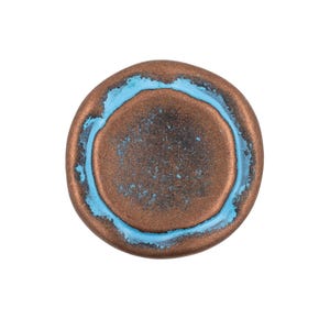 Metal Buttons - Rustic Copper Circles Metal Shank Buttons in Blue Color - 23mm - 7/8 inch - 1 pc
