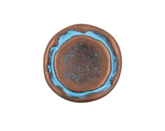 Metal Buttons - Rustic Copper Circles Metal Shank Buttons in Blue Color - 23mm - 7/8 inch - 1 pc