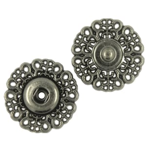 Motif Openwork Metal Snap Buttons in Gunmetal Color - 20mm - 3/4 inch - 5 sets