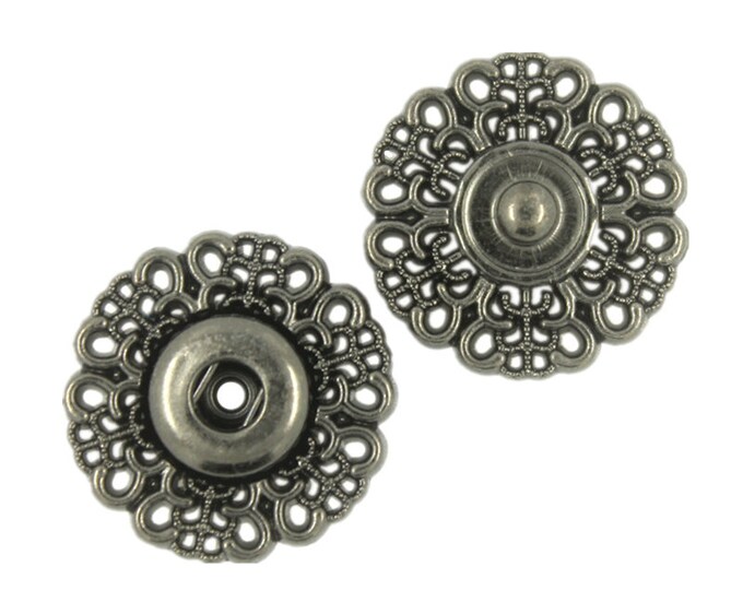 Motif Openwork Metal Snap Buttons in Gunmetal Color - 20mm - 3/4 inch - 5 sets