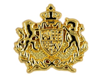 Gold Buttons - Unicorn Lion Emblem Metal Shank Buttons in Gold Color - 19mm - 3/4 inch - 6 pcs