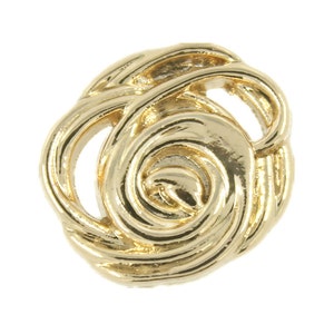 Metal Buttons - Abstract Spiral Gold Metal Shank Buttons - 15mm - 5/8 inch - 6 pcs