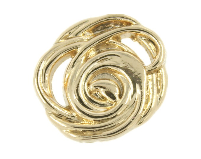Metal Buttons - Abstract Spiral Gold Metal Shank Buttons - 15mm - 5/8 inch - 6 pcs