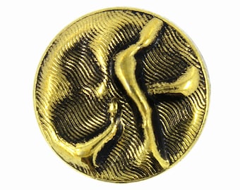 Metal Buttons - Folds Antique Gold Metal Shank Buttons - 18mm - 11/16 inch - 6 pcs